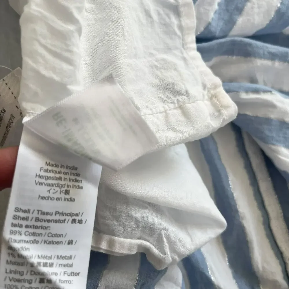 J.Crew Crewcuts Girls Blue White Metallic Seersucker Tiered Sundress 12